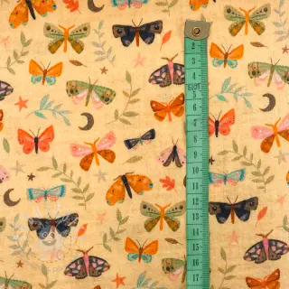 Double gauze/musselin Butterflies soft yellow digital print