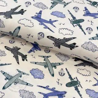 Jersey Airplanes ecru digital print