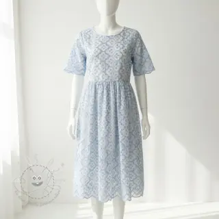 Baumwollstoff EMBROIDERY Lilian blue