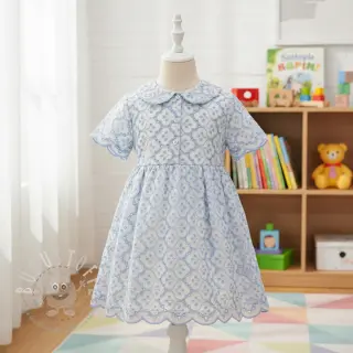 Baumwollstoff EMBROIDERY Lilian blue