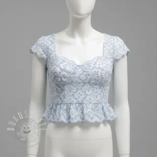 Baumwollstoff EMBROIDERY Lilian blue