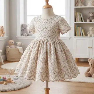 Baumwollstoff EMBROIDERY Lilian natural