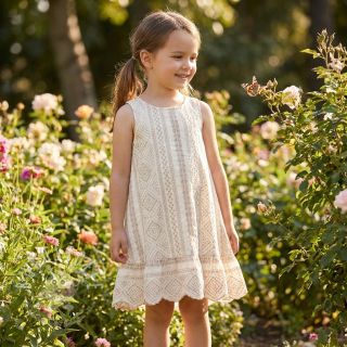 Baumwollstoff EMBROIDERY Lilian beige