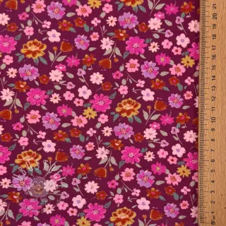 Jersey Flowers cerise digital print ORGANIC