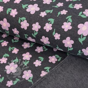 Sweat kuschel Flowers indigo melange