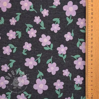 Sweat kuschel Flowers indigo melange
