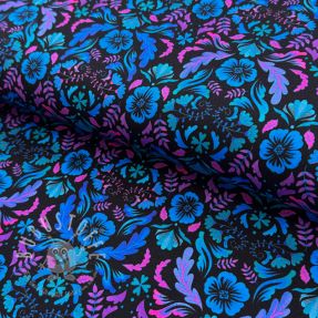Jersey Paisley flowers black digital print