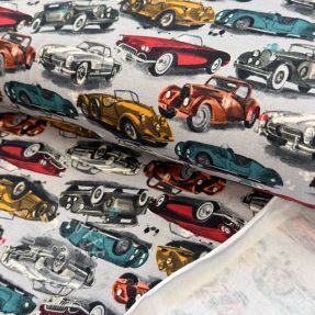 Sweat kuschel Old cars grey digital print