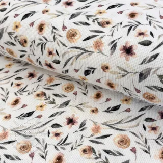 Jersey WAFFLE Flowers white digital print