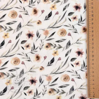 Jersey WAFFLE Flowers white digital print