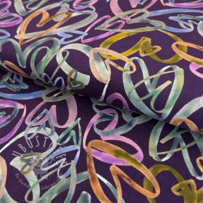 Feincord Hearts dark purple digital print