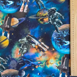 Baumwollstoff Space navy digital print