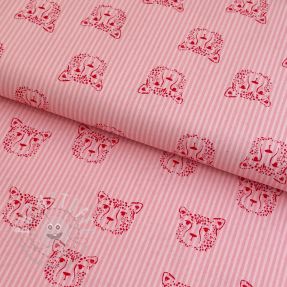 Baumwollstoff Leopard portrait rose