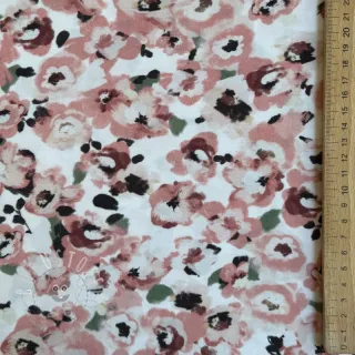 Viskosestoff POPLIN STRETCH Flowers white digital print