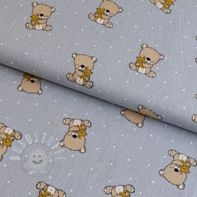 Baumwollstoff Sweet bear light grey ORGANIC
