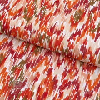 Viskosestoff POPLIN STRETCH Stroke orange digital print