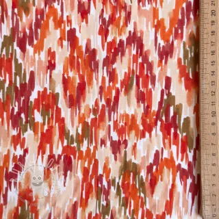 Viskosestoff POPLIN STRETCH Stroke orange digital print