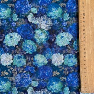 Viskosestoff RAYON POPLIN Flower sea design B