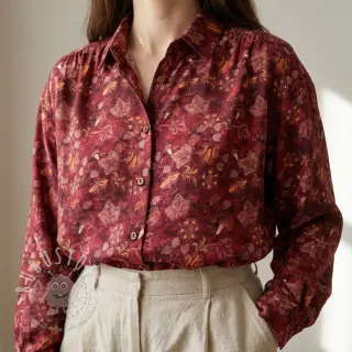 Viskosestoff RAYON POPLIN Dark barrock design C