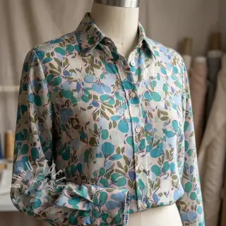 Viskosestoff RAYON POPLIN Simplistic flowers design C