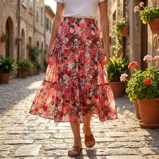 Viskosestoff RAYON POPLIN Wild flowers design B