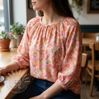 Viskosestoff RAYON POPLIN Simplistic flowers design A