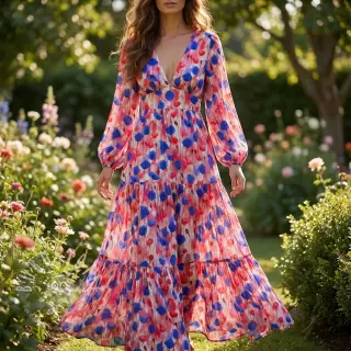 Viskosestoff RAYON POPLIN Poppys design A