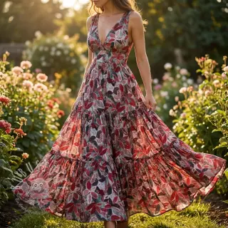 Viskosestoff RAYON POPLIN Floral design C