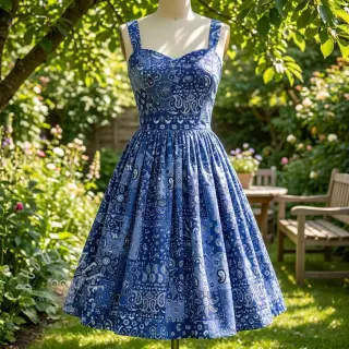 Baumwollstoff Farwest bleu