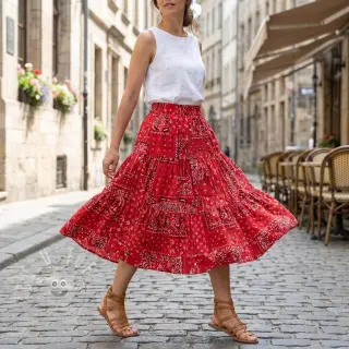 Baumwollstoff Farwest rouge