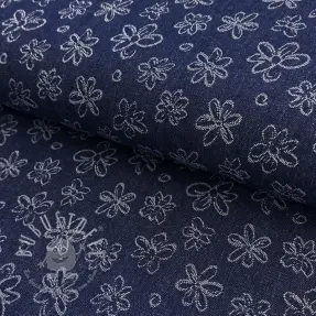 JEANS DENIM JACQUARD Flower dark blue