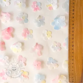 Feintüll RETRO Flowers light blue