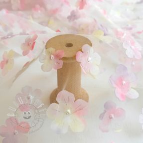 Feintüll RETRO Flowers light pink