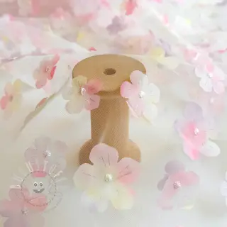 Feintüll RETRO Flowers light pink