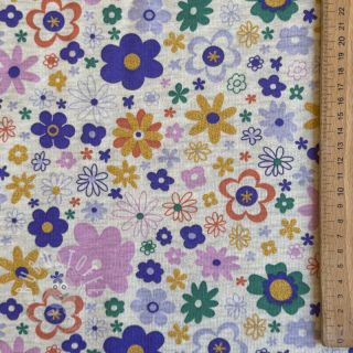 Sweat kuschel Glitter flowers ecru melange