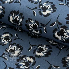 Viskosestoff ROSELLA STRETCH Flowers blue