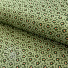 Baumwollstoff Flowers moss green