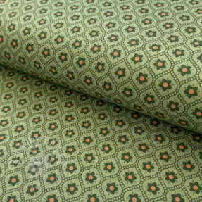 Baumwollstoff Flowers moss green