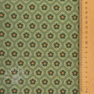 Baumwollstoff Flowers moss green
