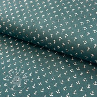 Baumwollstoff Petit anchors petrol
