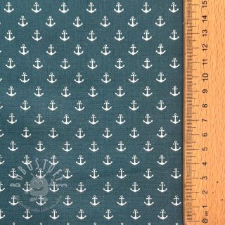 Baumwollstoff Petit anchors petrol