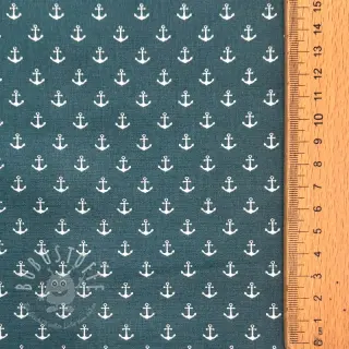 Baumwollstoff Petit anchors petrol