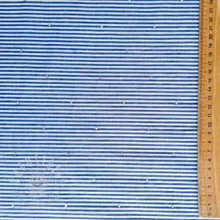 Baumwollstoff YARN DYED Stripes with studs blue