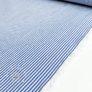 Baumwollstoff YARN DYED Stripes with studs blue