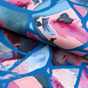 Baumwollstoff SATIN Resonate blue digital print