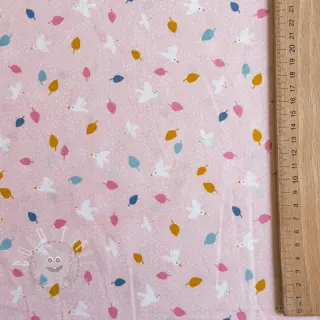 Baumwollstoff Little birds powder