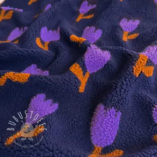 Mantelstoff TEDDY JACQUARD Tulips navy