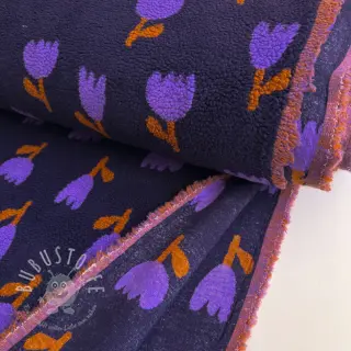 Mantelstoff TEDDY JACQUARD Tulips navy