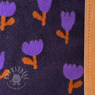 Mantelstoff TEDDY JACQUARD Tulips navy