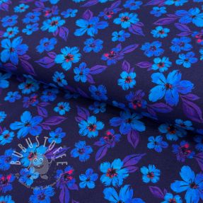 Jersey Hannah flowers blue digital print